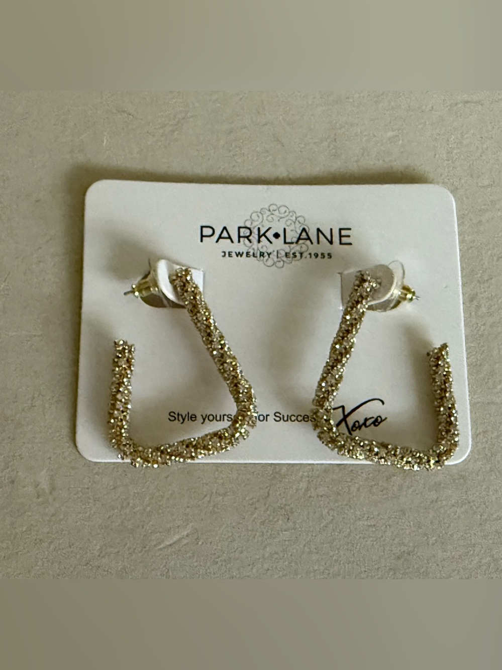 Park Lane Gold Pavé Square Hoop Earrings